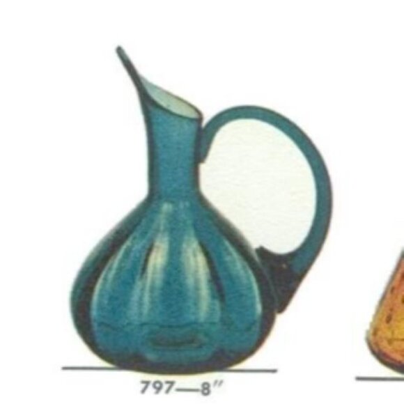 Vintage Rainbow Glass #797 Optic Blue Pitcher 60's - Picture 2 of 11